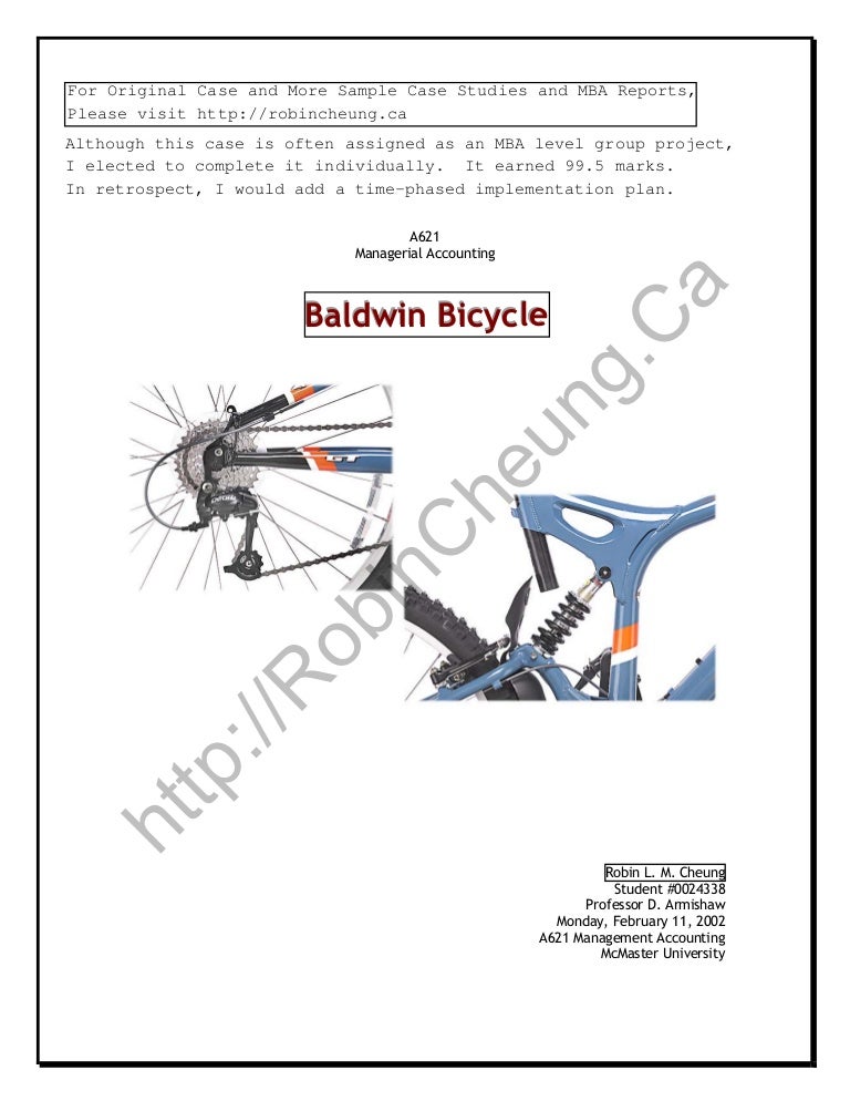 baldwin bicycle company coursehero what is the relevant cost of manufacturing a challenger bike